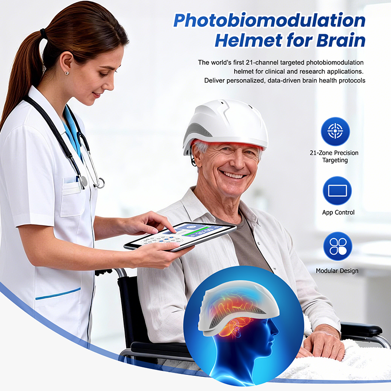 21 Channel Brain Photobiomodulation Helmet with 810nm and 1070nm LEDs
